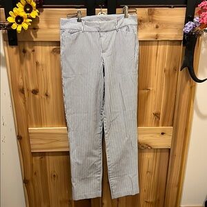 Old Navy Women's Navy and White Striped Straight Leg Pants